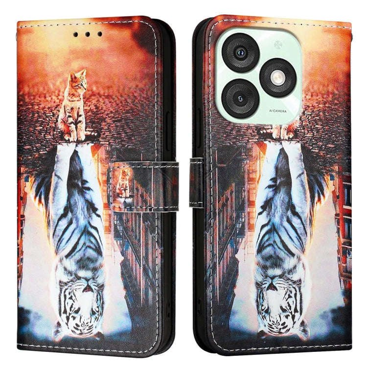 For itel A50   Colored Drawing Pattern Plain Weave Leather Phone Case(Cats And Tigers)