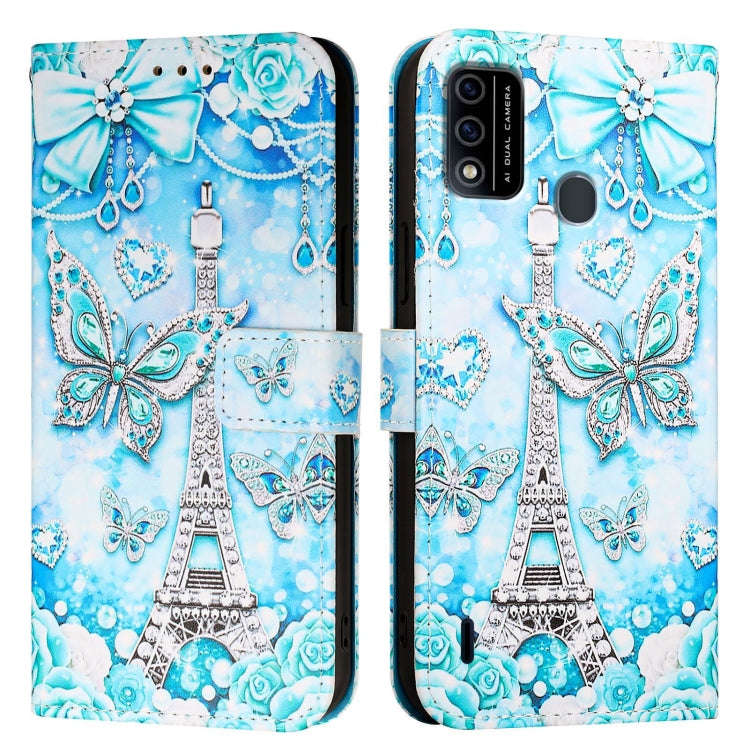 For itel A48 Colored Drawing Pattern Plain Weave Leather Phone Case(Tower Butterfly)