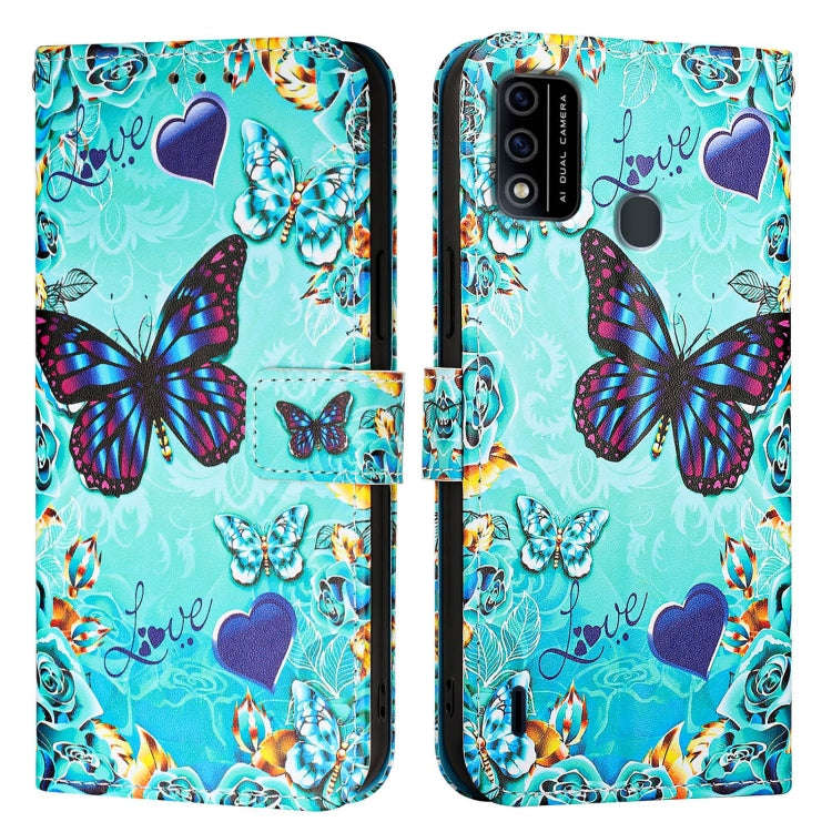 For itel A48 Colored Drawing Pattern Plain Weave Leather Phone Case(Love Butterfly)