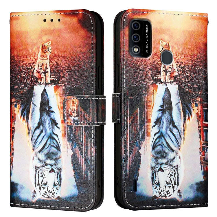 For itel A48 Colored Drawing Pattern Plain Weave Leather Phone Case(Cats And Tigers)