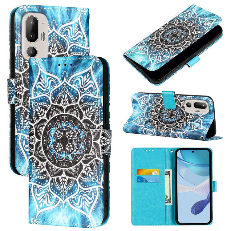 For HTC U24 Pro   Colored Drawing Pattern Plain Weave Leather Phone Case(Undersea Mandala)