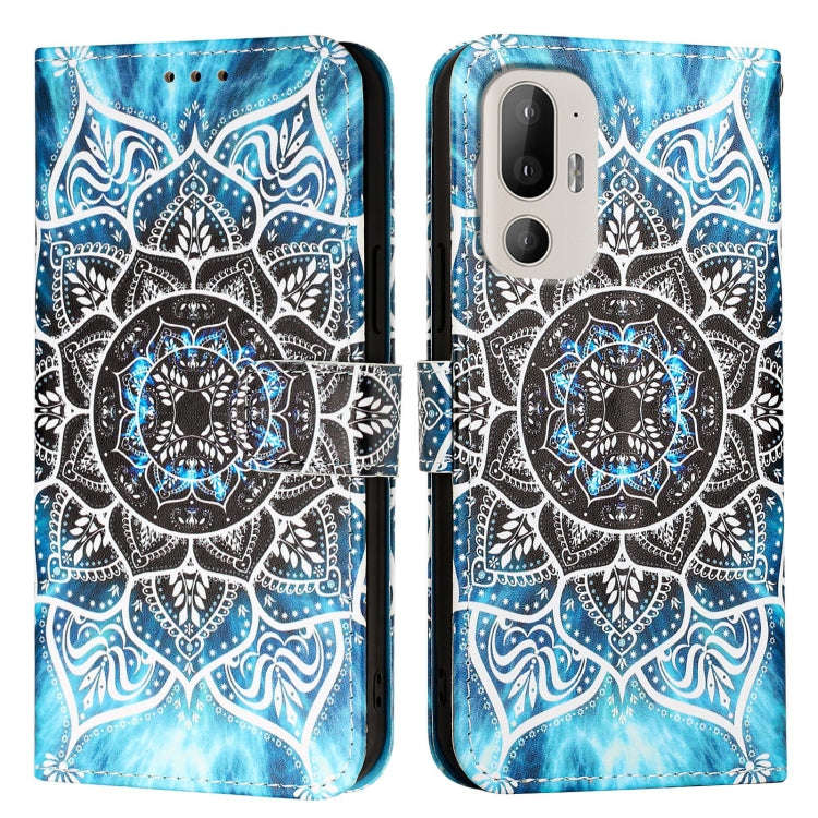 For HTC U24 Pro   Colored Drawing Pattern Plain Weave Leather Phone Case(Undersea Mandala)