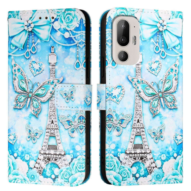 For HTC U24 Pro   Colored Drawing Pattern Plain Weave Leather Phone Case(Tower Butterfly)