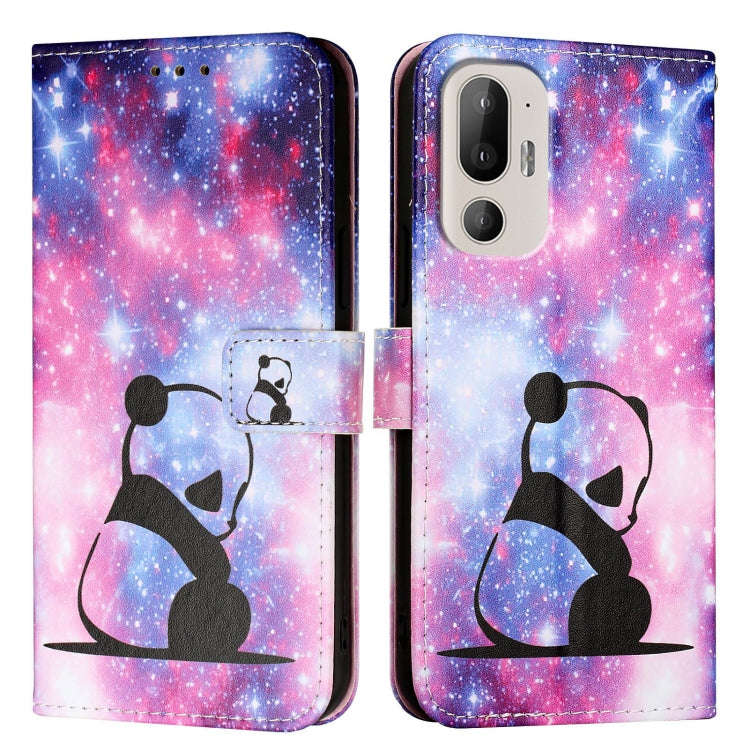 For HTC U24 Pro   Colored Drawing Pattern Plain Weave Leather Phone Case(Baby Panda)