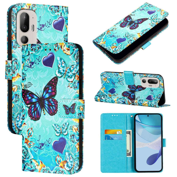 For HTC U24 Pro   Colored Drawing Pattern Plain Weave Leather Phone Case(Love Butterfly)