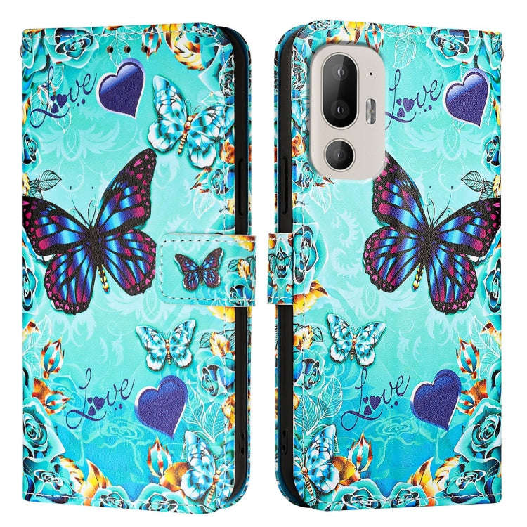 For HTC U24 Pro   Colored Drawing Pattern Plain Weave Leather Phone Case(Love Butterfly)