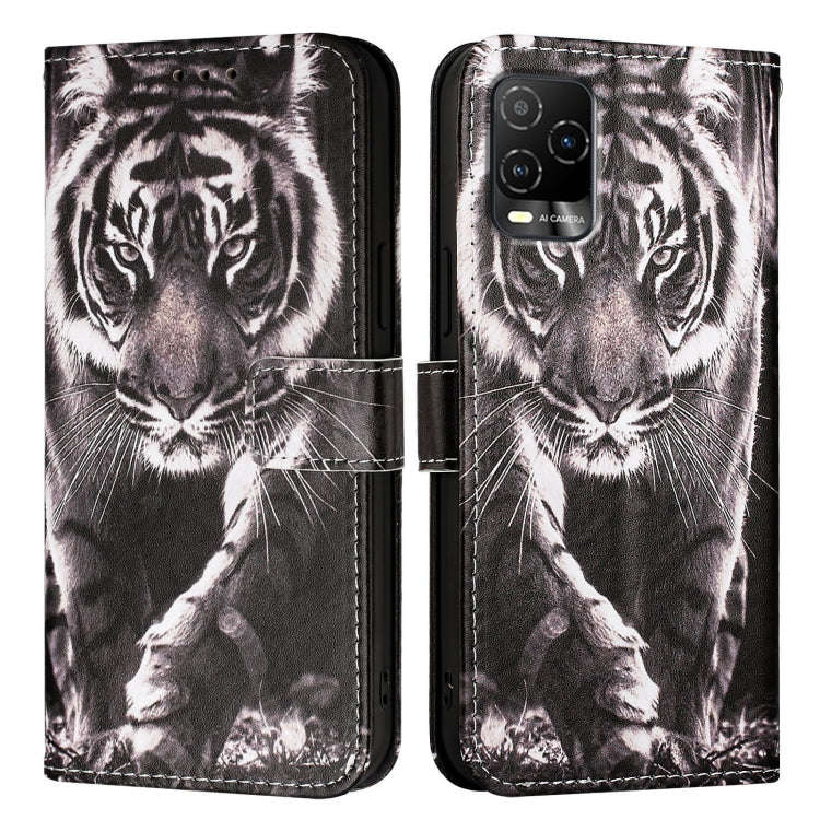 For BLU View 5 Pro Colored Drawing Pattern Plain Weave Leather Phone Case(Black And White Tiger)