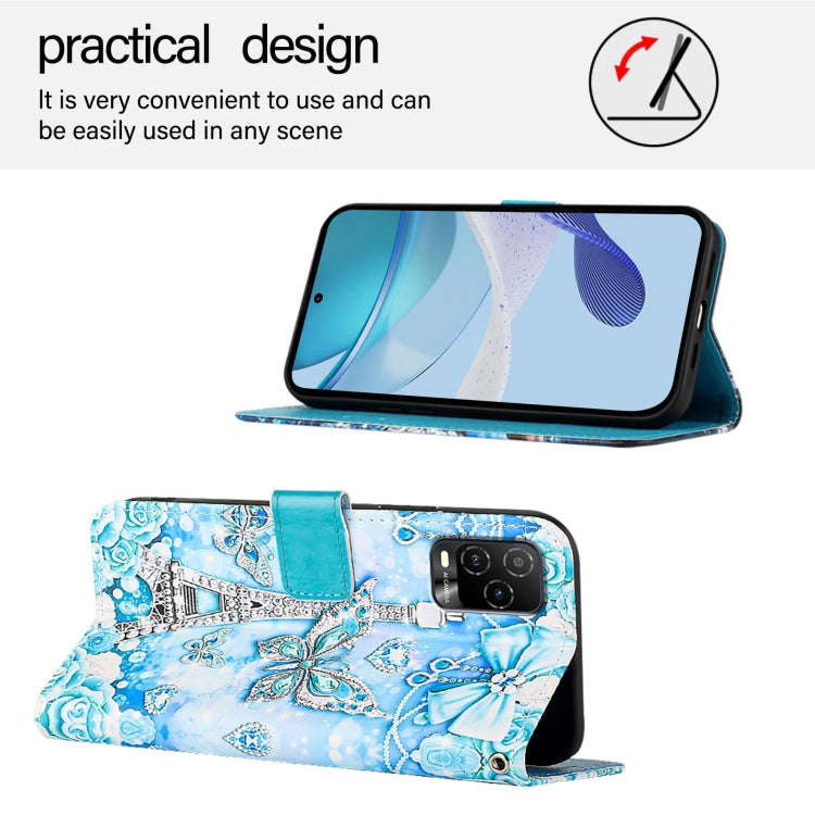 For BLU View 5 Pro Colored Drawing Pattern Plain Weave Leather Phone Case(Tower Butterfly)