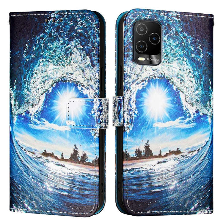 For BLU View 5 Pro Colored Drawing Pattern Plain Weave Leather Phone Case(Waves And Sun)