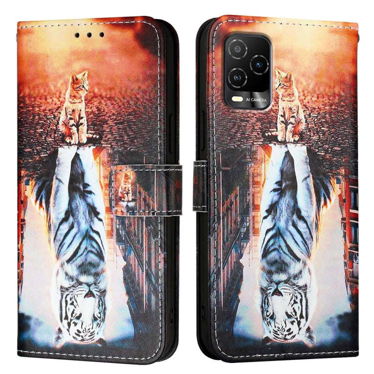 For BLU View 5 Pro Colored Drawing Pattern Plain Weave Leather Phone Case(Cats And Tigers)