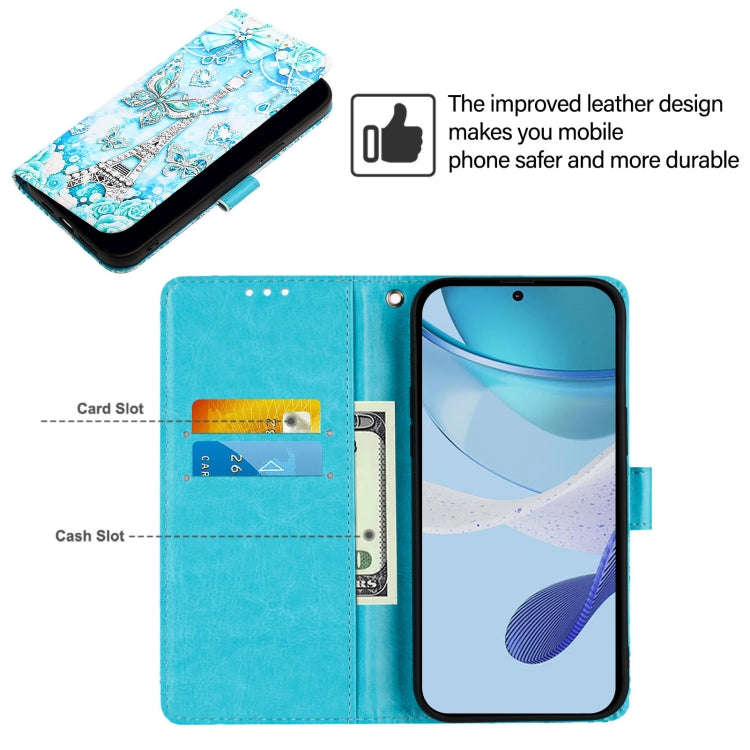 For BLU View Speed 5G Colored Drawing Pattern Plain Weave Leather Phone Case(Tower Butterfly)