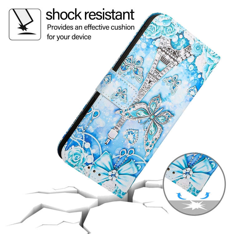 For BLU View Speed 5G Colored Drawing Pattern Plain Weave Leather Phone Case(Tower Butterfly)