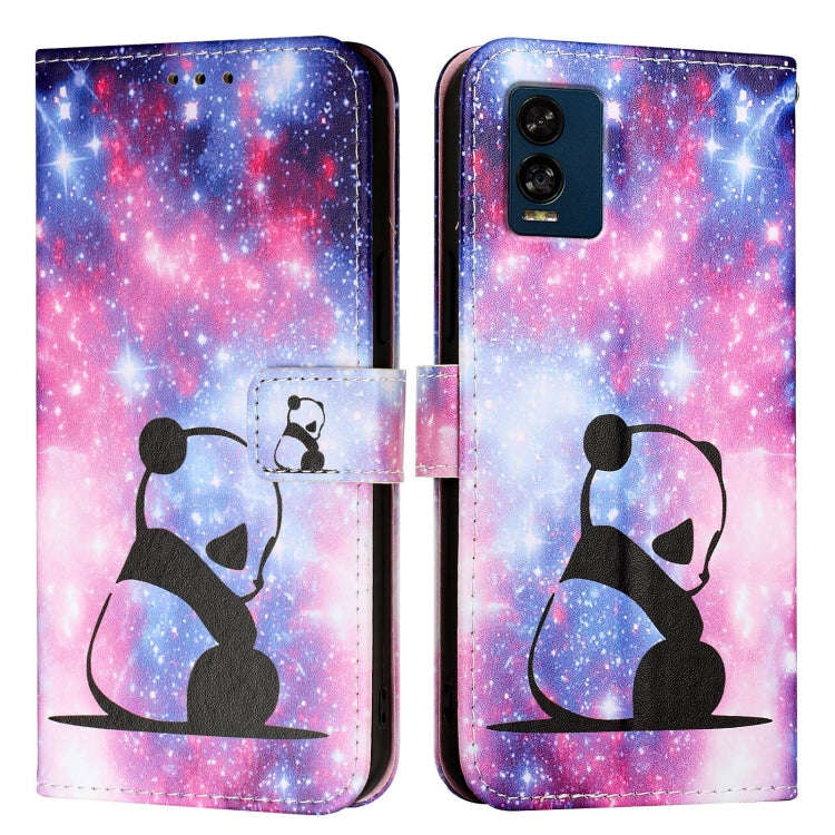 For BLU View Speed 5G Colored Drawing Pattern Plain Weave Leather Phone Case(Baby Panda)