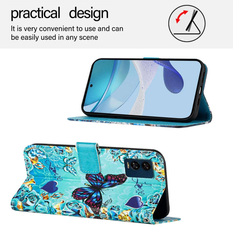 For BLU View Speed 5G Colored Drawing Pattern Plain Weave Leather Phone Case(Love Butterfly)