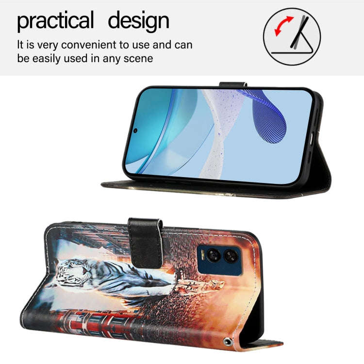 For BLU View Speed 5G Colored Drawing Pattern Plain Weave Leather Phone Case(Cats And Tigers)