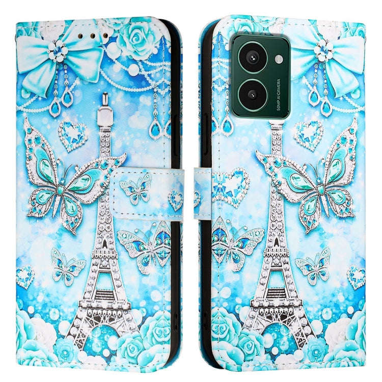 For HMD Pulse Pro   Colored Drawing Pattern Plain Weave Leather Phone Case(Tower Butterfly)