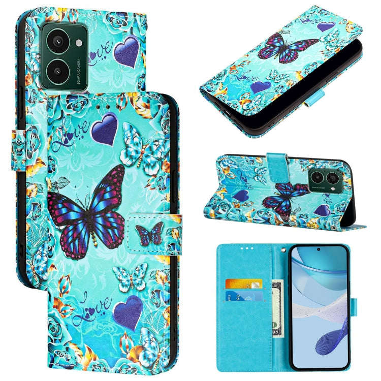 For HMD Pulse Pro   Colored Drawing Pattern Plain Weave Leather Phone Case(Love Butterfly)