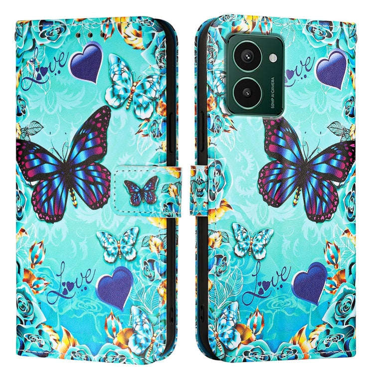For HMD Pulse Pro   Colored Drawing Pattern Plain Weave Leather Phone Case(Love Butterfly)