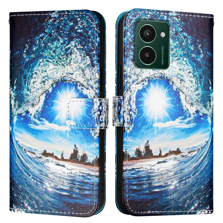 For HMD Pulse Pro   Colored Drawing Pattern Plain Weave Leather Phone Case(Waves And Sun)
