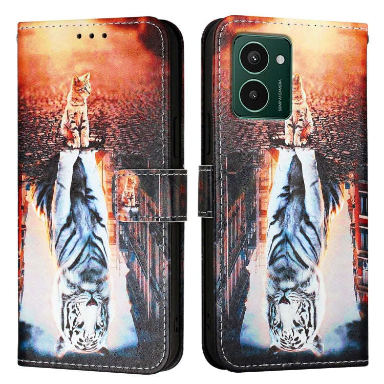 For HMD Pulse Pro   Colored Drawing Pattern Plain Weave Leather Phone Case(Cats And Tigers)
