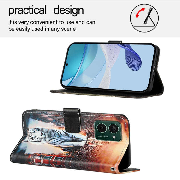 For HMD Pulse Pro   Colored Drawing Pattern Plain Weave Leather Phone Case(Cats And Tigers)