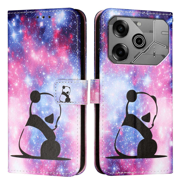 For Tecno Pova 6 Neo   Colored Drawing Pattern Plain Weave Leather Phone Case(Baby Panda)