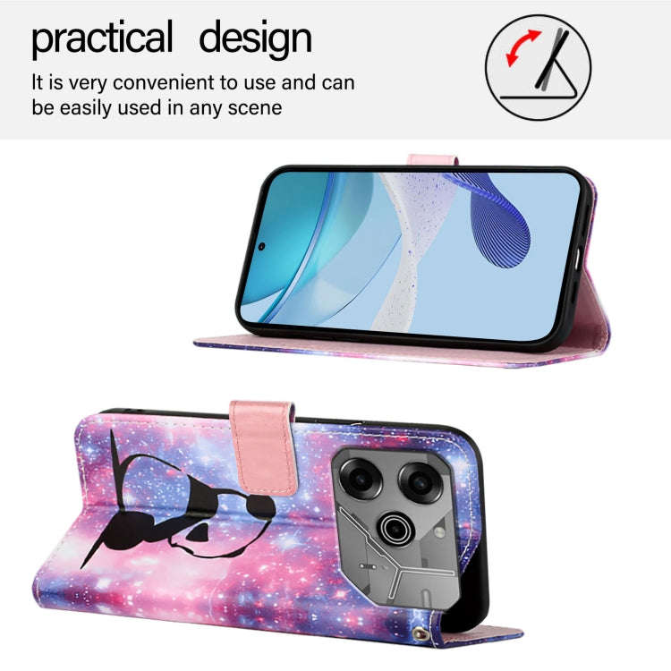 For Tecno Pova 6 Neo   Colored Drawing Pattern Plain Weave Leather Phone Case(Baby Panda)
