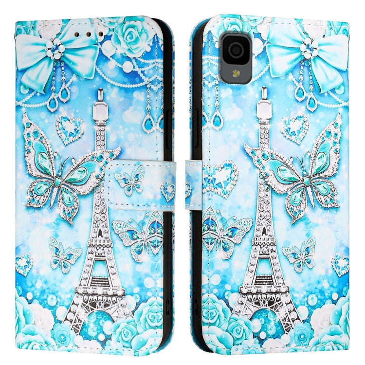For TCL 30 XL T701DL Colored Drawing Pattern Plain Weave Leather Phone Case(Tower Butterfly)