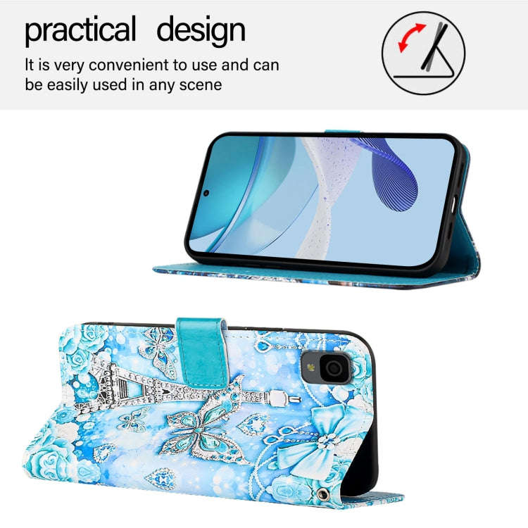 For TCL 30 XL T701DL Colored Drawing Pattern Plain Weave Leather Phone Case(Tower Butterfly)