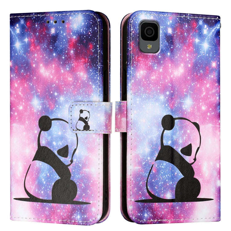For TCL 30 XL T701DL Colored Drawing Pattern Plain Weave Leather Phone Case(Baby Panda)