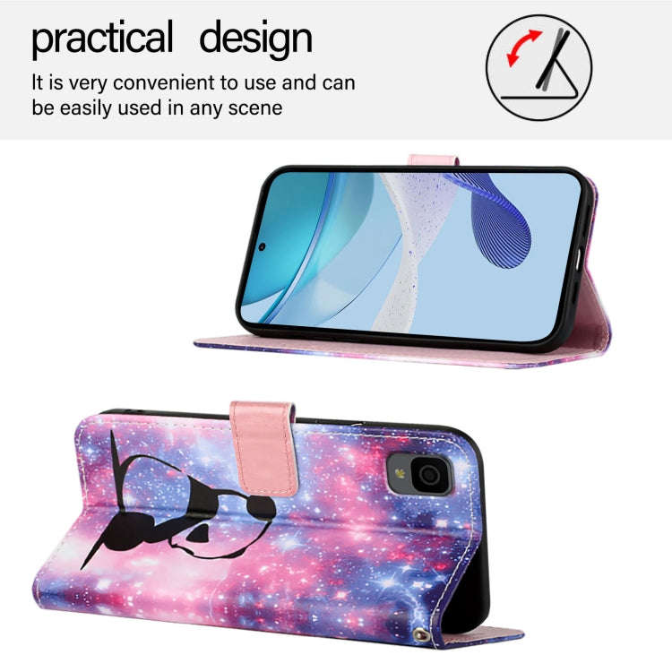 For TCL 30 XL T701DL Colored Drawing Pattern Plain Weave Leather Phone Case(Baby Panda)