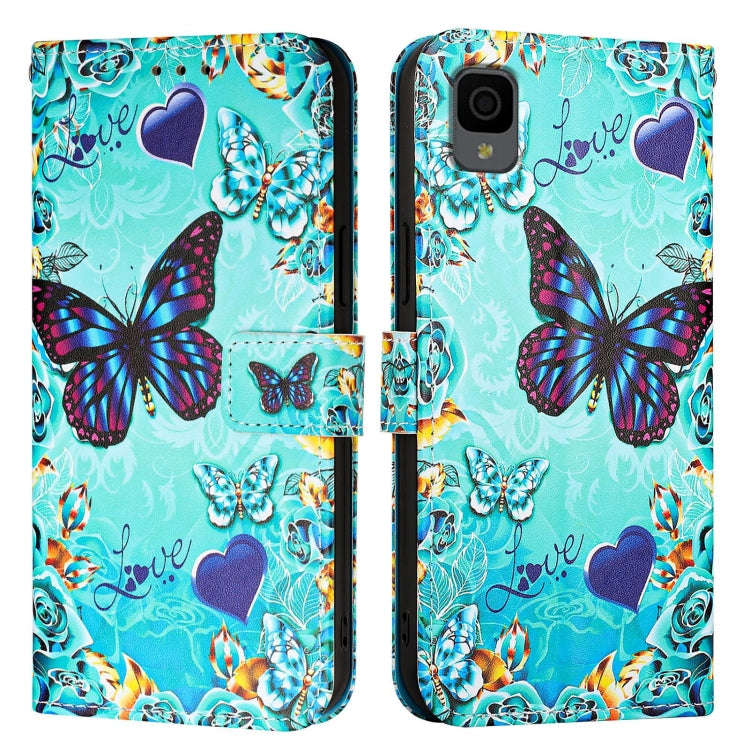 For TCL 30 XL T701DL Colored Drawing Pattern Plain Weave Leather Phone Case(Love Butterfly)