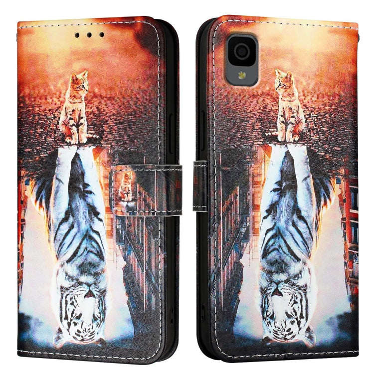 For TCL 30 XL T701DL Colored Drawing Pattern Plain Weave Leather Phone Case(Cats And Tigers)