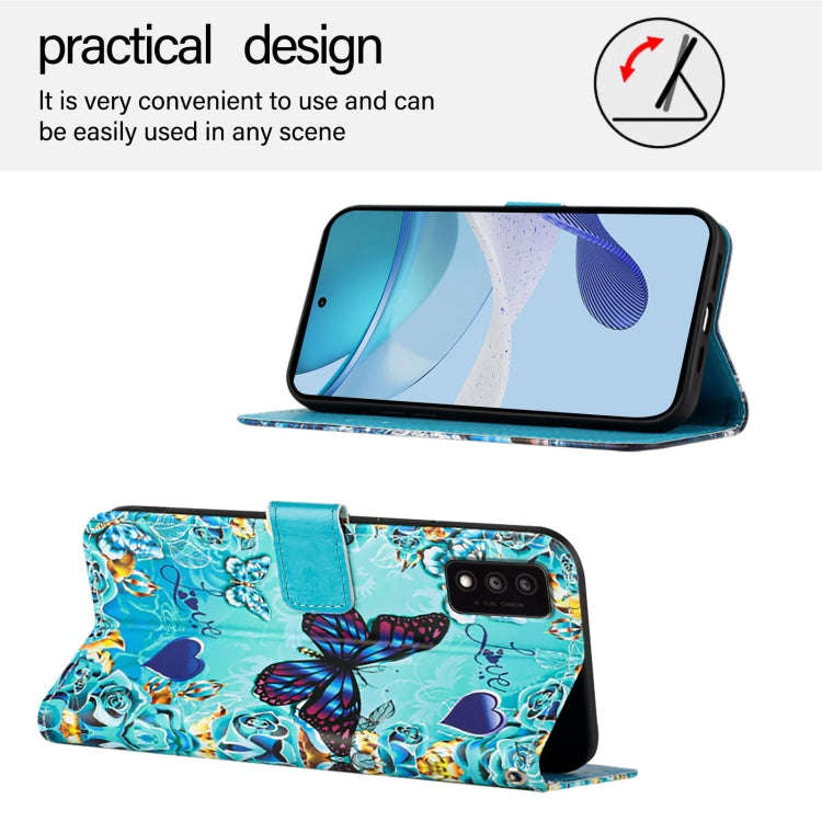For TCL 30T T603DL Colored Drawing Pattern Plain Weave Leather Phone Case(Love Butterfly)