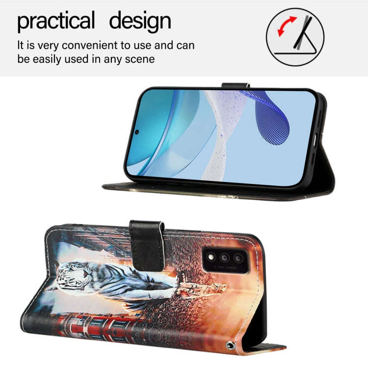 For TCL 30T T603DL Colored Drawing Pattern Plain Weave Leather Phone Case(Cats And Tigers)
