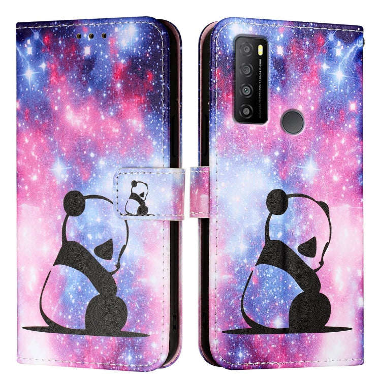 For TCL 30Z T602DL Colored Drawing Pattern Plain Weave Leather Phone Case(Baby Panda)
