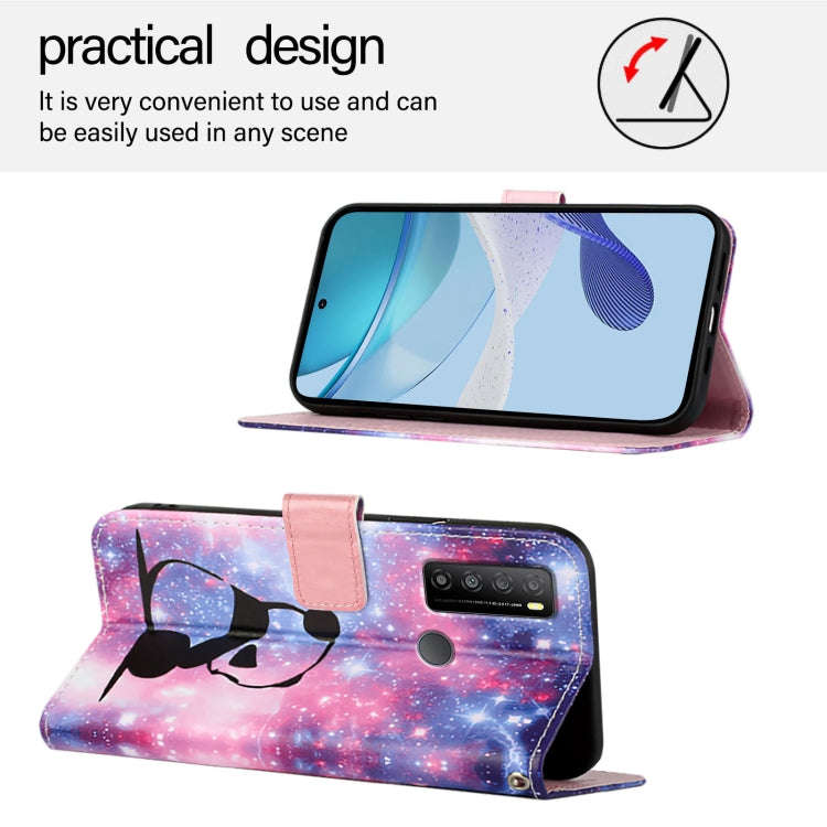 For TCL 30Z T602DL Colored Drawing Pattern Plain Weave Leather Phone Case(Baby Panda)