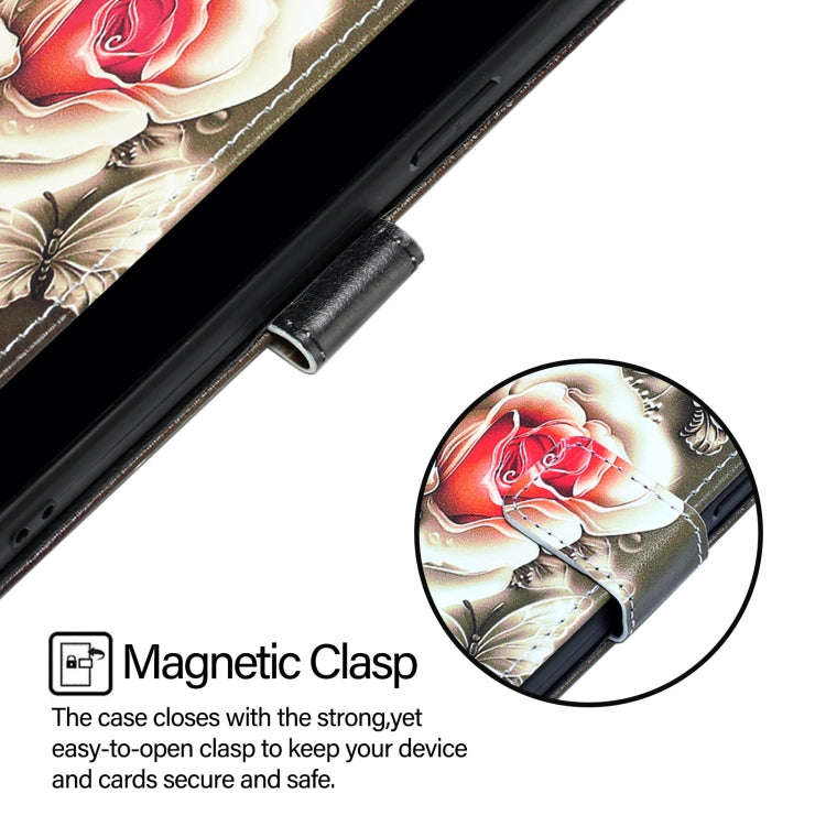 For TCL 40 XL / 40T T608DL Colored Drawing Pattern Plain Weave Leather Phone Case(Roses On Black)