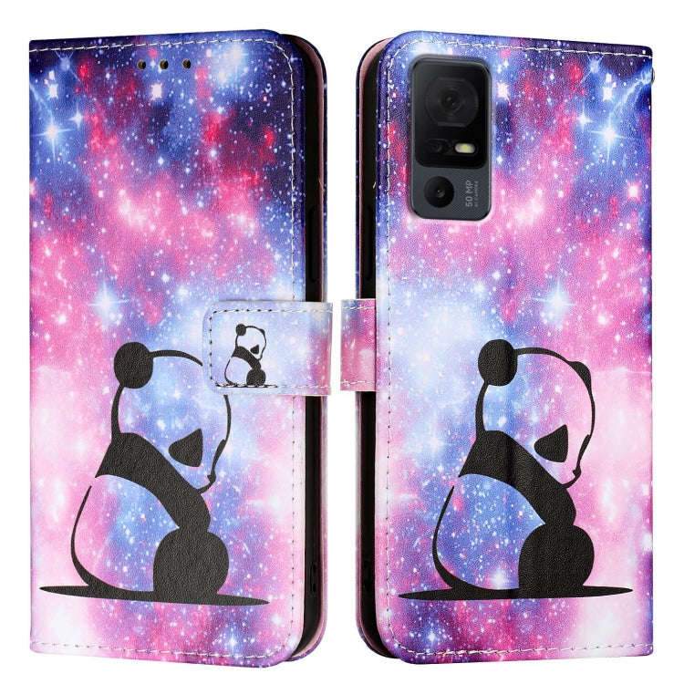 For TCL 40 XL / 40T T608DL Colored Drawing Pattern Plain Weave Leather Phone Case(Baby Panda)