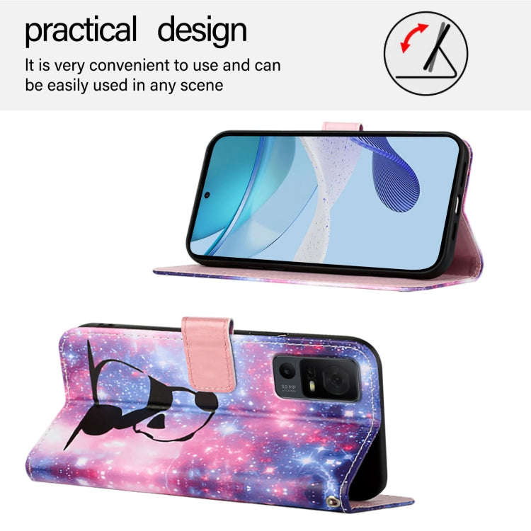 For TCL 40 XL / 40T T608DL Colored Drawing Pattern Plain Weave Leather Phone Case(Baby Panda)