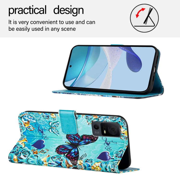 For TCL 40 XL / 40T T608DL Colored Drawing Pattern Plain Weave Leather Phone Case(Love Butterfly)