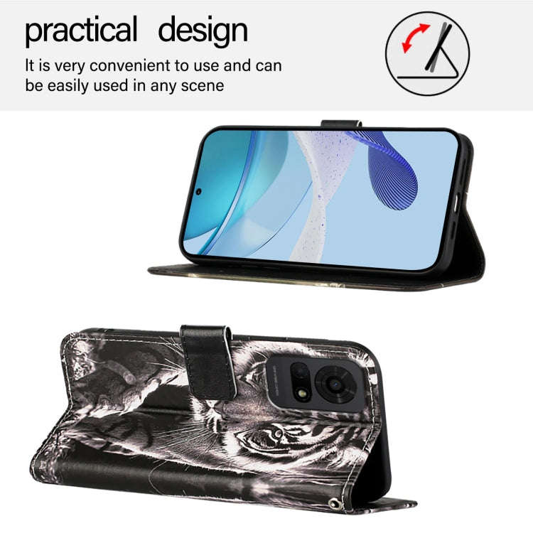 For TCL 50 LE 5G Colored Drawing Pattern Plain Weave Leather Phone Case(Black And White Tiger)