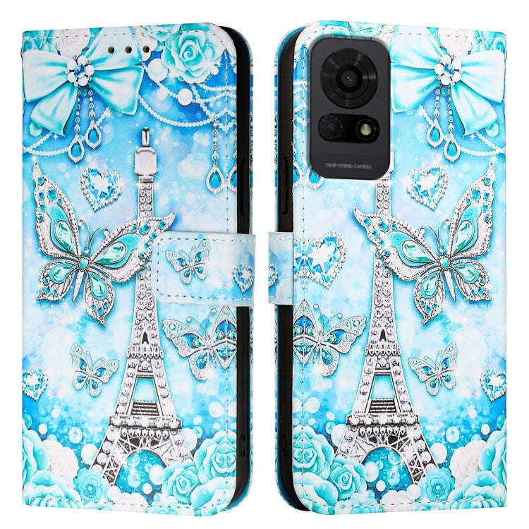For TCL 50 LE 5G Colored Drawing Pattern Plain Weave Leather Phone Case(Tower Butterfly)