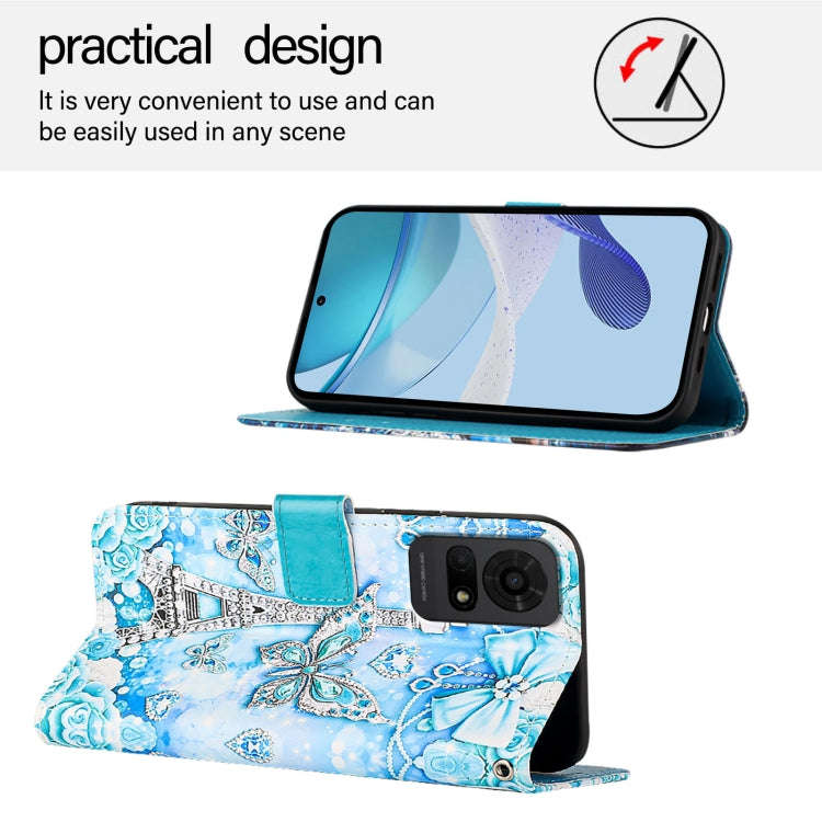 For TCL 50 LE 5G Colored Drawing Pattern Plain Weave Leather Phone Case(Tower Butterfly)