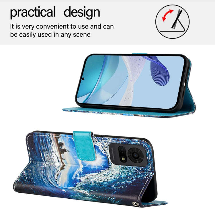 For TCL 50 LE 5G Colored Drawing Pattern Plain Weave Leather Phone Case(Waves And Sun)
