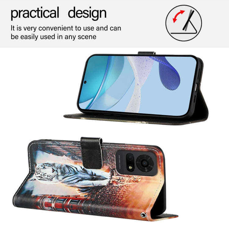 For TCL 50 LE 5G Colored Drawing Pattern Plain Weave Leather Phone Case(Cats And Tigers)
