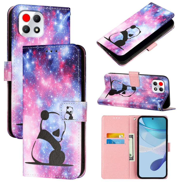For T-Mobile REVVL 7 5G Colored Drawing Pattern Plain Weave Leather Phone Case(Baby Panda)