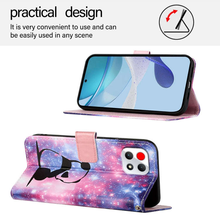 For T-Mobile REVVL 7 5G Colored Drawing Pattern Plain Weave Leather Phone Case(Baby Panda)