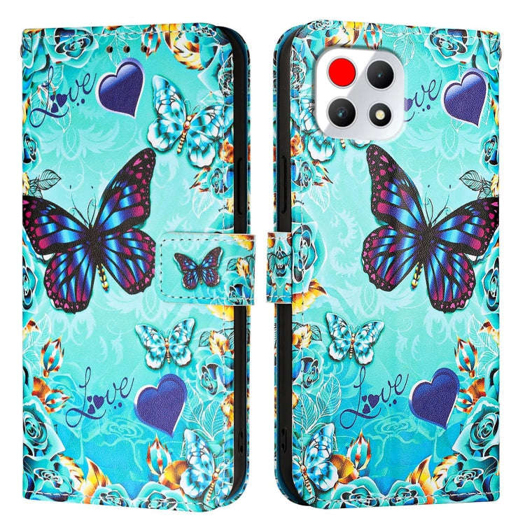 For T-Mobile REVVL 7 5G Colored Drawing Pattern Plain Weave Leather Phone Case(Love Butterfly)