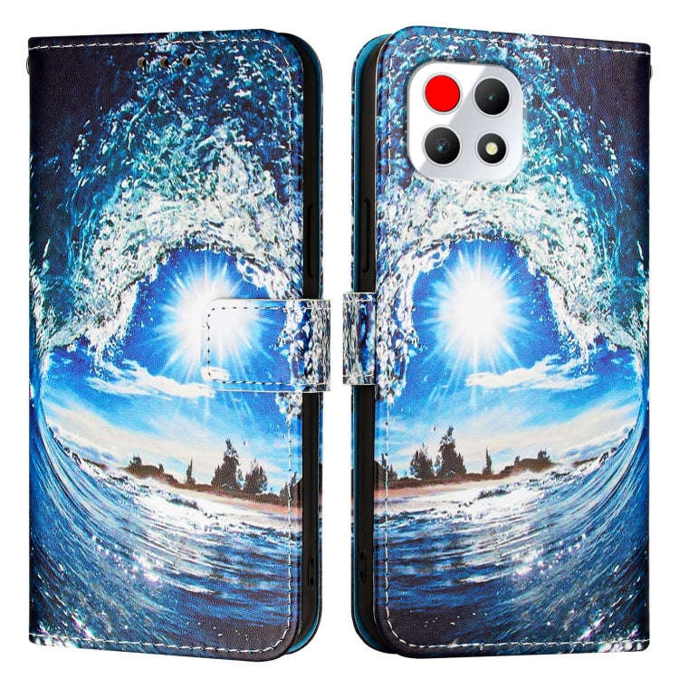 For T-Mobile REVVL 7 5G Colored Drawing Pattern Plain Weave Leather Phone Case(Cats And Tigers)